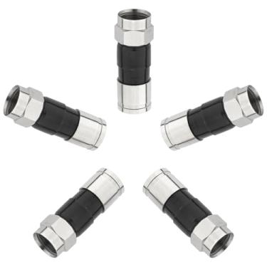 Imagem de Kaunosta Pacote com 5 conectores de compressão RG6, conector tipo F de 75 ohm, à prova de intempéries, para cabos coaxiais RG6 Dual, Tri, Quad Shield