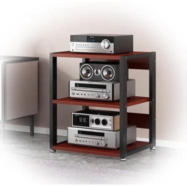 Imagem de Suporte Av Moderno Gabinete De Componentes Estéreo 3/4/5 Camadas Pequeno Suporte De Áudio Aberto Para Tv Para Jogos Torre De Áudio Para Escritório Em Casa Áudio Vídeo Tea, Black, 3 Tier-50X40X69.5CM