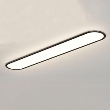 Imagem de Luz De Teto De Banheiro Preta Long Strip Modern Minimalist Led Light Linear Flush Mount Luminárias De Teto De Meados Do Século Corredor De Teto Para Cozinha Fazenda Varanda Corre, Black, length 60CM
