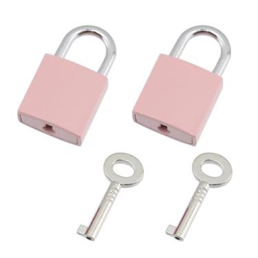 Imagem de T Tulead Cadeados quadrados rosa fofos mini cadeados quadrados decorativos, 2 peças com chaves para caixa de diário