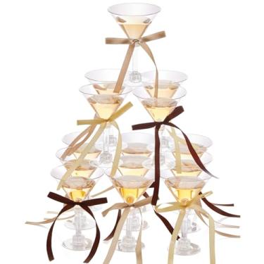 Imagem de Maxdot 30 conjuntos A Tini Bit Older Birthday Party Supplies 141.7 g Espresso Martini Copos Plástico Mini Champagne Torre com Arcos para Espresso Martini Bachelorette Decoração Tiny Bar (café, cáqui