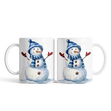 Imagem de Caneca xicara porcelana boneco de neve azul Natal 25EI (vermelho)