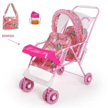 Imagem de Carrinho de Boneca gêmeos Gêmeas duplo Reborn milan Alive bandeja e bo