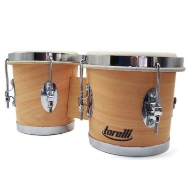 Imagem de Bongo De Madeira 7x8 Com Pele Animal Torelli Tb011 - Torelli Musical