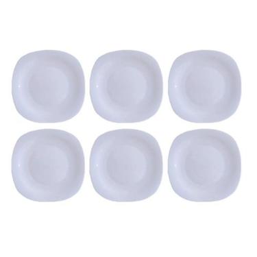 Imagem de Jogo De Pratos 6 Peças Raso Quadrado 26cm Vidro Opaline Cok