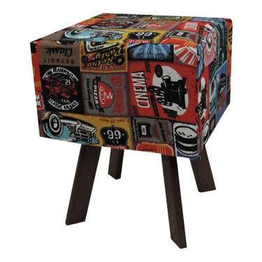 Imagem de Puff Retro Quadrado Estampado Vintage