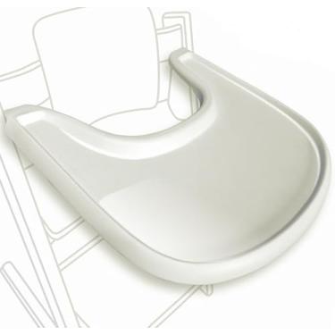 Imagem de Bandeja de cadeira alta compatível com cadeira Stokke Trip Trap, cor leitosa brilhante - Acessório ergonômico de design curvo - Livre de BPA, fácil de montar