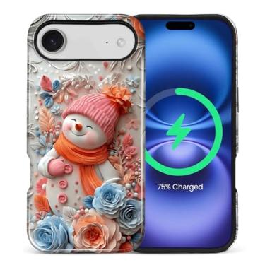 Imagem de Capa para iPhone 17 Air [compatível com MagSafe], silicone macio brilhante + capa protetora 2 em 1 de policarbonato rígido antiarranhões à prova de choque para mulheres e homens - boneco de neve de