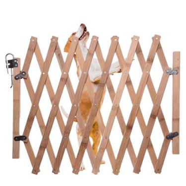 Imagem de Portao Retratil de Bambu Pet Cachorro Cao Bebe Criança Cercado Grade S