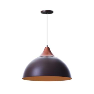 Imagem de Luminaria Pendente Meia Lua 40cm Com Chapéu Alumínio Decoraçoes (Marrom Topo Cobre)