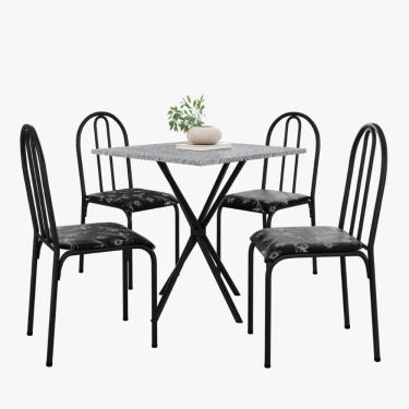 Imagem de Kit Mesa Diamante 544 Sala de Jantar 4 Cadeiras Pés Tubular