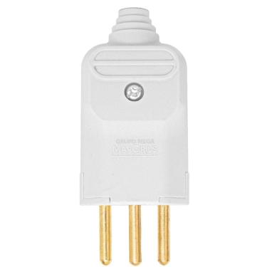 Imagem de Plugue Macho Com Prensa Cabo 3 Pinos 10A Margirius Branco