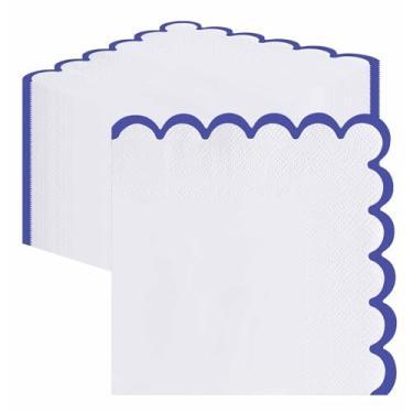 Imagem de SietDESEO Guardanapos recortados de 3 camadas azul royal dobrados 13 x 12 cm, guardanapos de papel descartáveis para jantar, casamento, festa de aniversário
