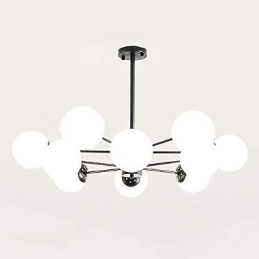 Imagem de Luminária de teto dourada de 8 cabeças, luminária pendente de teto para sala de estar, sala de jantar, quarto, estudo, luminária suspensa, lustres nórdicos Sputnik-preto. 10 cabeças