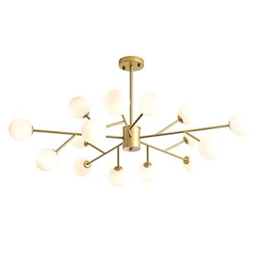 Imagem de Lustre Globo de Vidro Lustre de meados do século Luminária pendente com hastes ajustáveis Iluminação suspensa para sala de jantar Quarto Cozinha Sala de estar Hall de entrada (preto, 18 cabe