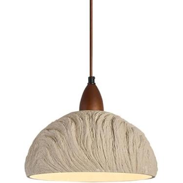 Imagem de Luminária pendente de cúpula de madeira, concreto, luminária pendente industrial, grande luminária de teto de fazenda, lustre vintage de meados do século, moderno, para sala de jantar, cozin