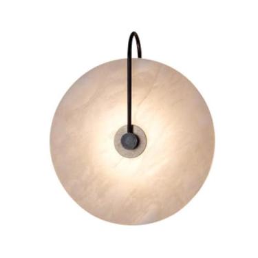 Imagem de Luminária de parede nórdica de pedra, abajur de mármore natural, base de metal preto, luminária de parede interna, poste de luz, luminárias de parede de alabastro para quarto, sala de estar,