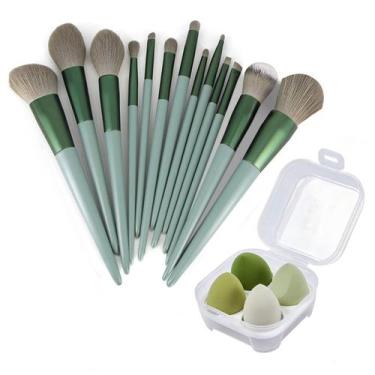 Imagem de Conjunto de pincéis de maquiagem profissional de 17 peças com bolsa de