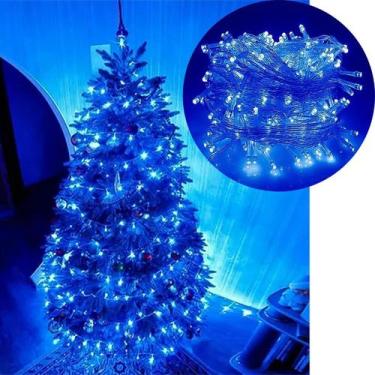 Imagem de Pisca Cordão Varal Natal 100 Lâmpadas LEDs Azul De 10m 220v - Genérico