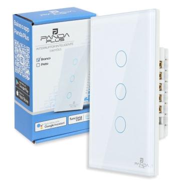 Imagem de Interruptor Inteligente Touch 1,2,3 e 6 Botões 4x2 e 4x4 Alexa Google Wifi App Tuya Pandaplus Controle de Voz Bivolt