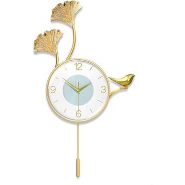 Imagem de XFNVXC Relógio de parede para quarto, relógio de parede moderno, digital, acessórios de decoração de casa, espelho de vidro, ponteiros de metal, relógio de parede para sala de estar (ouro 45 * 71 cm)