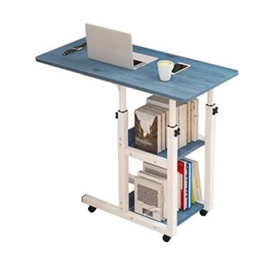 Imagem de P9IDEDFH Design móvel mesa de laptop de madeira mesa de mesa ajustável cama sofá lateral computador notebook laptop mesa ferro e (cor: D) (D)