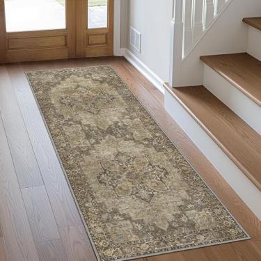 Imagem de GENIMO Tapetes de corredor de 6 x 18 cm para corredor, lavável à máquina, antiderrapante, tapete vintage, leve e macio para enrtyway, corredor, escritório em casa, cozinha, marrom rústico