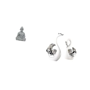 Imagem de Fenteer Escultura de Macaco, Buda E Cisne, Miniatura Colecionável, Artesanato de Sol Wukong para Sala de Estar, Pátio de Hotel, Mesa de Quintal, Decoração de