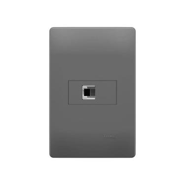 Imagem de Tomada para Telefone Fame Habitat Onix RJ11 4 Vias com Placa 4x2