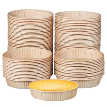 Imagem de Toyvian 100 Mini Formas de Torta para Assar: Formas Redondas Descartáveis ​​de Pergaminho, Design Antiaderente E Ergonômico, Mini Formas de Torta para Tortas, Bolos E Sobremesas Caseiras (bege)