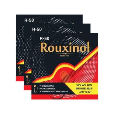 Imagem de Kit 3 Encordoamento Violão Aço R50 Rouxinol .010 + Brinde
