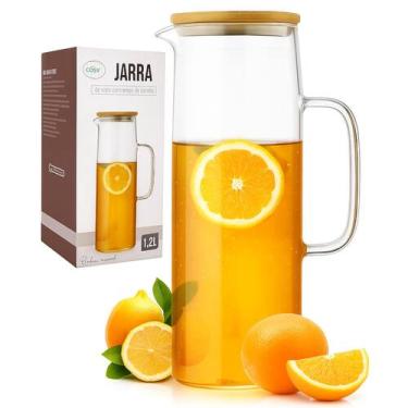 Imagem de Jarra De Vidro Com Tampa De Bambu Suco Chá Água 1,2 Litros - COSY UTIL