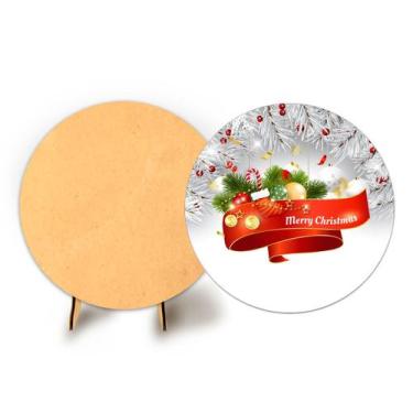 Imagem de Painel Redondo C Elastico 50cm Natal e Suporte MDF - Fadrix, NAT074