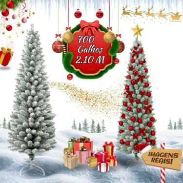 Imagem de Árvore Natal Slim Pinheiro Nevada Luxo Decoração 1.5m, 1.8m, 2.1m ou 2