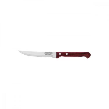 Imagem de Faca para Churrasco e Frutas Tramontina Polywood com Lamina em Aço Inox e Cabo de Madeira Vermelho 5"