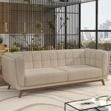 Imagem de Sofá Decorativo Sala de Estar 180cm Rocket 2 Lugares Base Madeira Boucle Bege G45 - Gran Belo