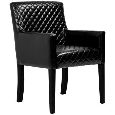 Imagem de Poltrona Decorativa Sala de Estar Base de Madeira Preto Liverpool PU Sintético Preto Tressê GranBelo