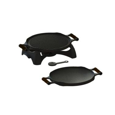 Imagem de Rechaud Redondo Dupla Face Ferro Alça Silicone Preta