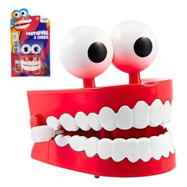 Imagem de Dentadura Maluca Divertida à Corda Brinquedo Pula Pula Automático Infantil Lembrancinha Festa Risadas Diversão Garantida