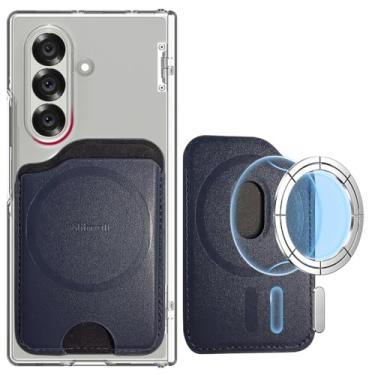 Imagem de Miimall Carteira Magsafe Slim Fit com 3 cartões [SEM bloqueio RFID] Porta-cartões de couro dupla face mais forte carteira magnética para celular para Samsung Galaxy Z Fold 7 Series Azul