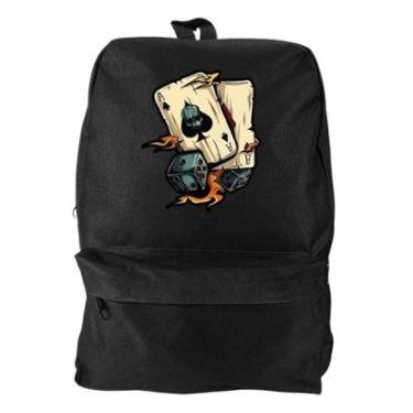 Imagem de Mochila Bolsa Unissex Basica Escolar Estampado Baralho Esporte Alça Ajustavel 17 Litros-Masculino