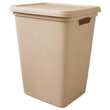 Imagem de Cesto Organizador de Roupa Com Tampa em Plástico Juta 45 Litros (CRU)