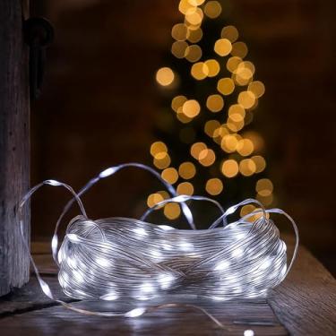 Imagem de Genérico, Cordão Pisca Piscal Led Linha 30M com Lampadas Formato Gota 110V 8 Modos Iluminação Natal Casamentos Cor:Branco