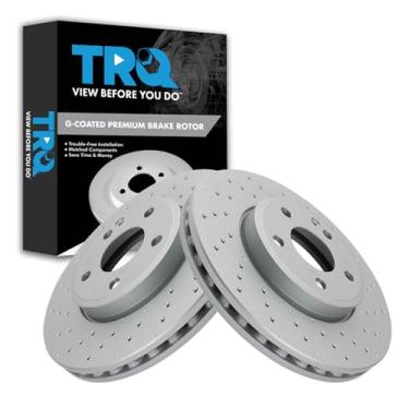 Imagem de TRQ Conjunto de rotores de freio dianteiro compatível com Mercedes-Benz B250e 2014-2019 CLA250 CLA45 AMG 2016-2017