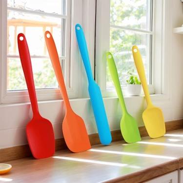 Imagem de Conjunto de 5 espátulas de silicone para assar e cozinhar – resistente ao calor, antiaderente, raspador de cozinha flexível