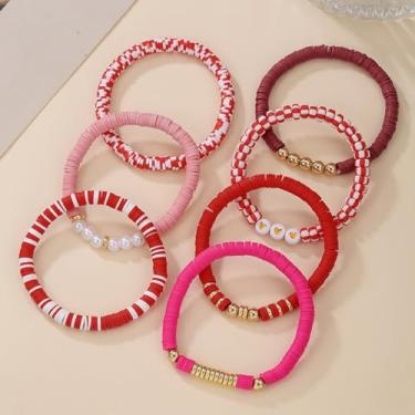 Imagem de Pulseiras elásticas com contas para mulheres, pulseiras empilháveis de argila de polímero dourado, amizade, boho, verão, praia, conjunto de joias, Medium, Acrílico Vinil, Sem Pedra Preciosa