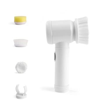 Imagem de Escova de Limpeza Elétrica Portátil Sem Fio Recarregável - Giratória, com 7 Cabeças de Escova Elétrica em 1 para Lavagem de Pratos, Banheiro, Piso, Vidro e Limpeza Doméstica Geral (Branco, 5 em 1)