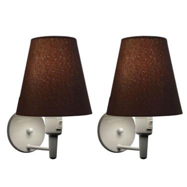 Imagem de Kit-2 Arandela Cone Md-2013 Branco C- Inter Liga E Desl Cúpula Em Tecido Café - Bivolt