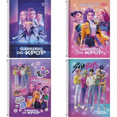 Imagem de Kit de Cadernos Espiral de 1/4, Tilibra, Capa Dura, Guerreiras do K-Pop, 80 Folhas, Pacote com 4