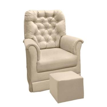 Imagem de Poltrona De Amamentação Agatha Com Balanço E Puff Suede Bege - Phoenix Baby Suede Bege